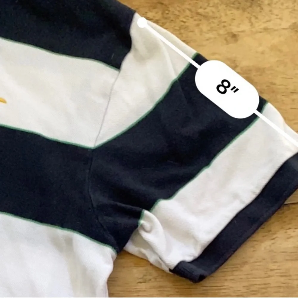 Hollister Boy’s Large Navy/White Wide Stripe Cotton Pique Knit Short Sleeve Polo